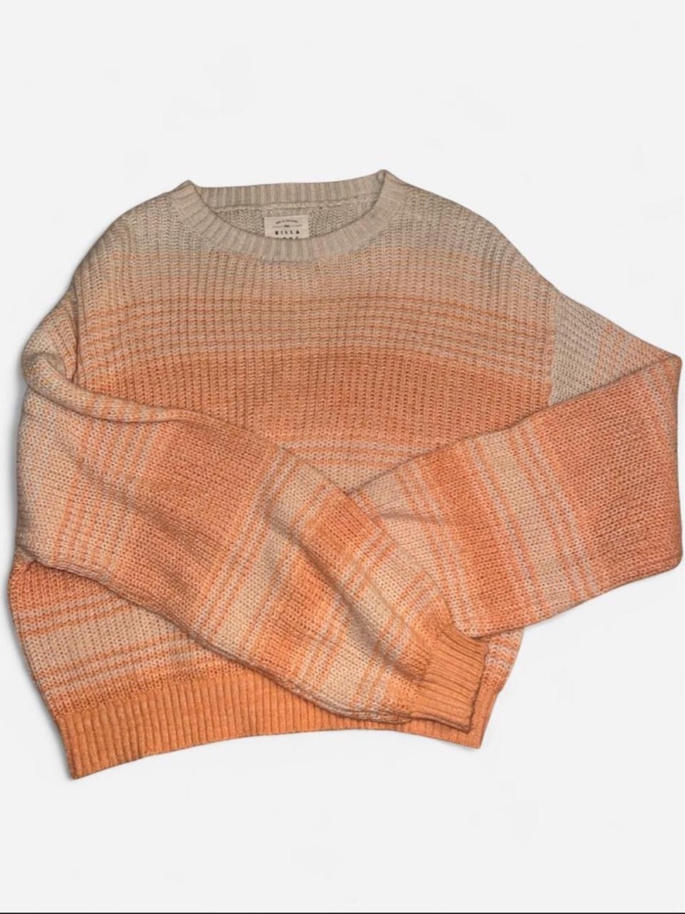 Billabong Cream and Peach Gradient Knit Sweater creamsicle sweater